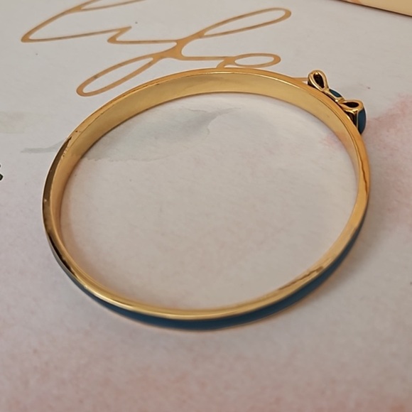 Kate Spade Take A Bow Enamel Bangle Bracelet, Blue & Gold - NWOT - Picture 4 of 8